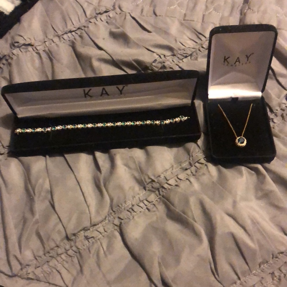 Emerald green Tennis bracelet and necklace from Kay jewelers